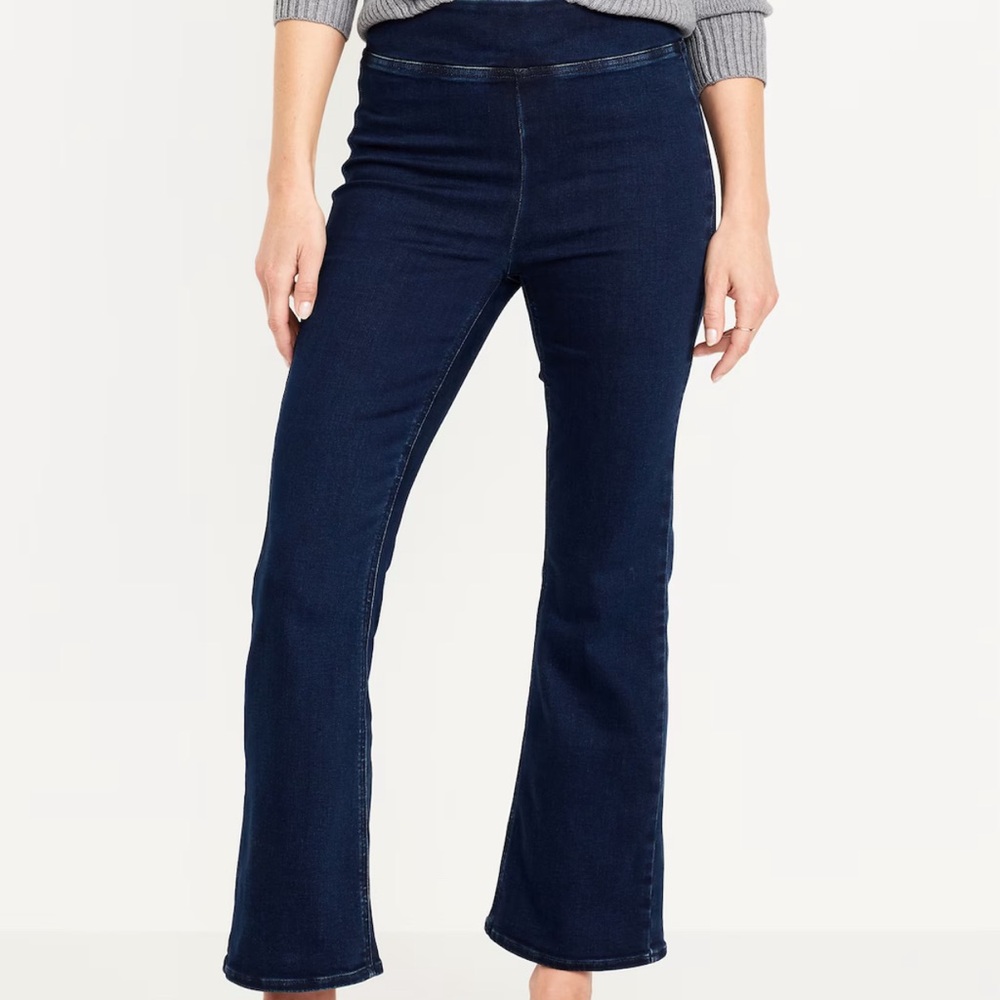 Old Navy Dark Blue Crop Pull on Flare Jeans